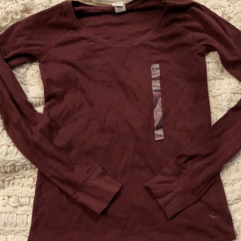 PINK long sleeve shirt- burgundy